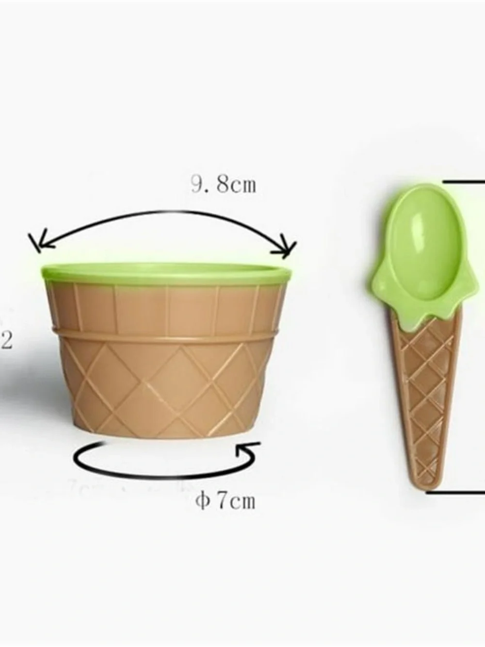 Ice Cream Bowl & Spoon Set - Green - NEW